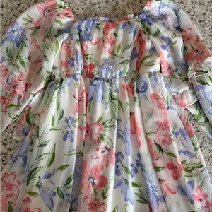 Rare Editions Floral Dress with Pink and Blue Accents